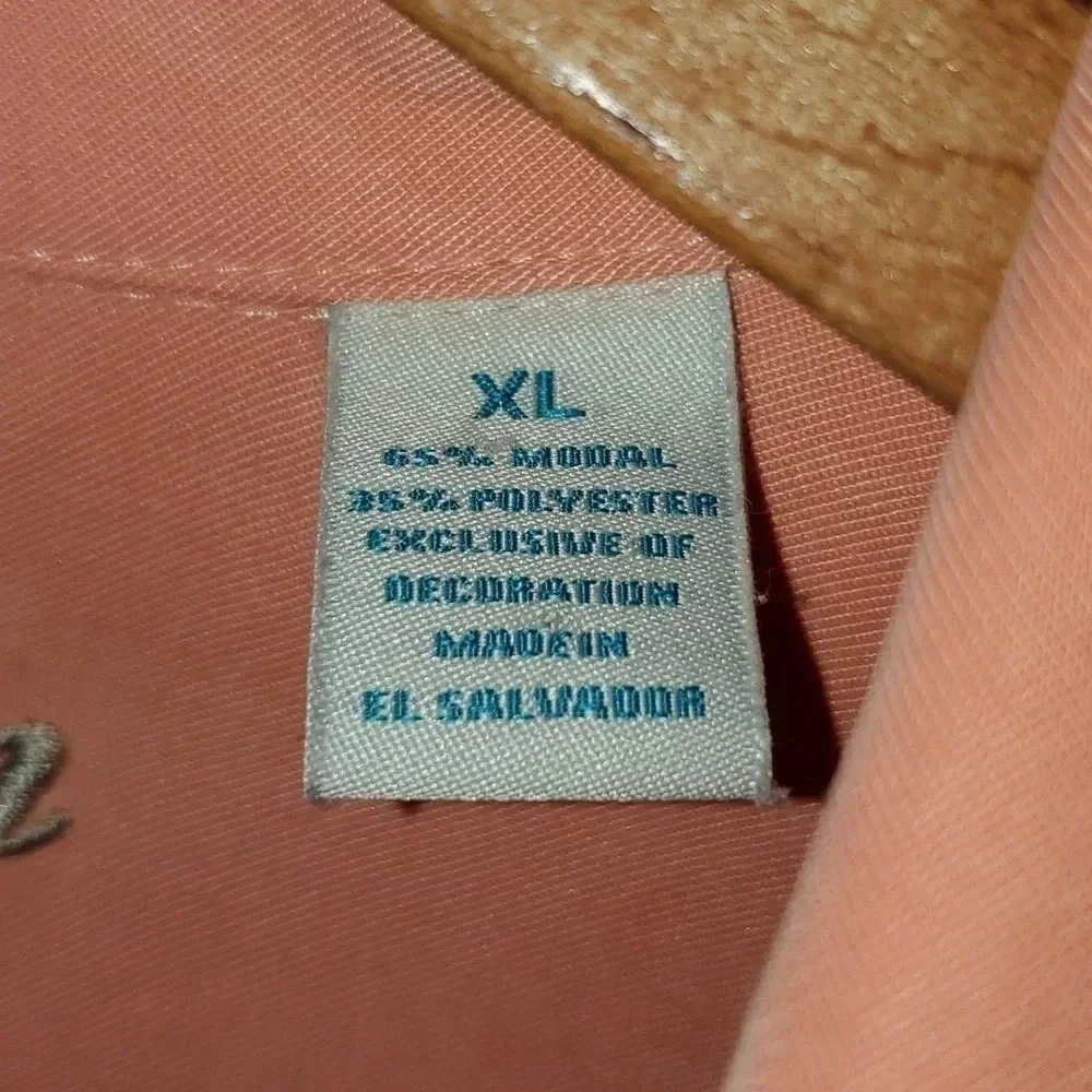 Caribbean Men's Button Up Shirt Size XL Salmon Peach Color - Picture 4 of 14